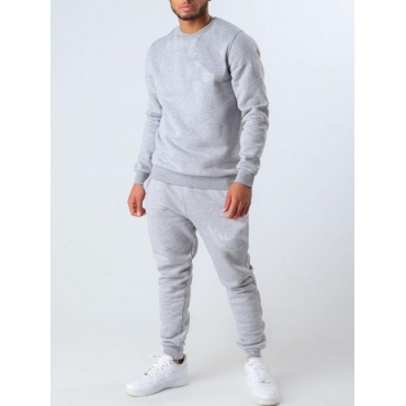 

LW Round Neck Drawstring Two Piece Pants Set, Grey