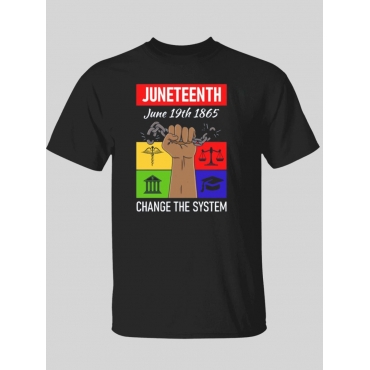 

Lovely Men Fist Chain Letter Print T-shirt, Black