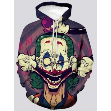 

LW Men Halloween Clown Print Oversized Hoodie, Multi