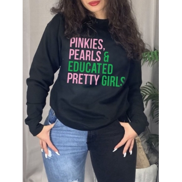 

LW Plus Size Letter Print Oversized Hoodie, Black