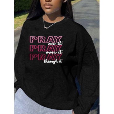 

LW Plus Size Gradient Letter Print Oversized Hoodie, Black