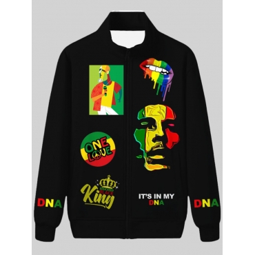 

LW Men Graffiti Lip Print Hoodie, Black