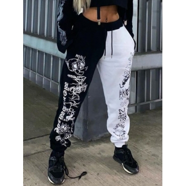 

LW Sweat Street Print Loose Mid Elastic Waist Yes(Elastic) Positioning Print ,, White