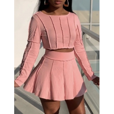 

LW Flounce Design A Line Skirt Set, Pink