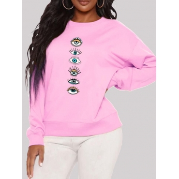 

LW BASICS Eye Print Oversized Hoodie, Pink