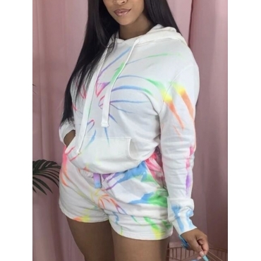 

LW Tie-dye Kangaroo Pocket Shorts Set, White