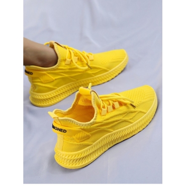 

LW Letter Print Mesh Sneakers, Yellow