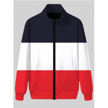 

LW Men Color-lump Zipper Dessign Hoodie, Multi