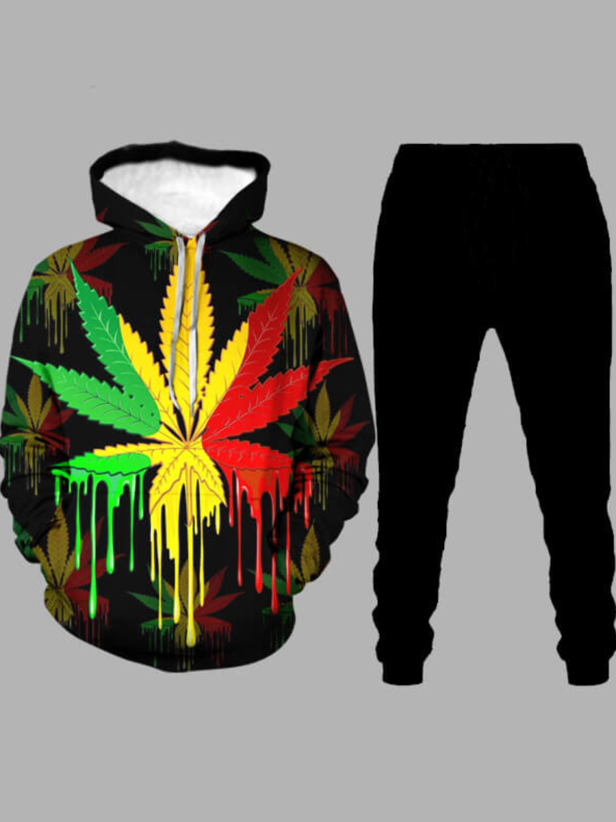 

LW Men Floral Print Oversized Pants Set, Black