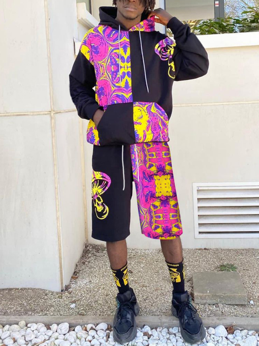 

LW Men Patchwork Oversized Shorts Set, Multi