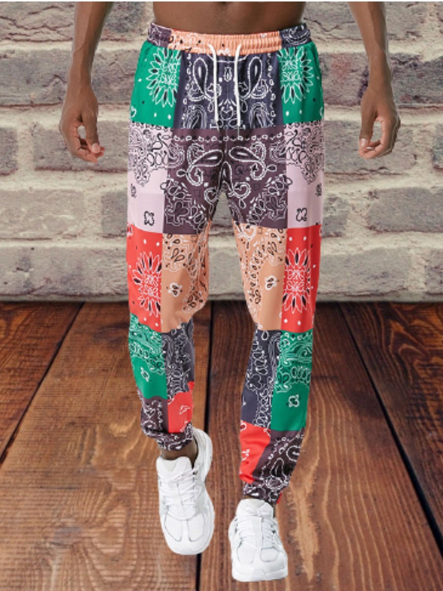 

LW Men Cashew Print Drawstring Pants, Multi