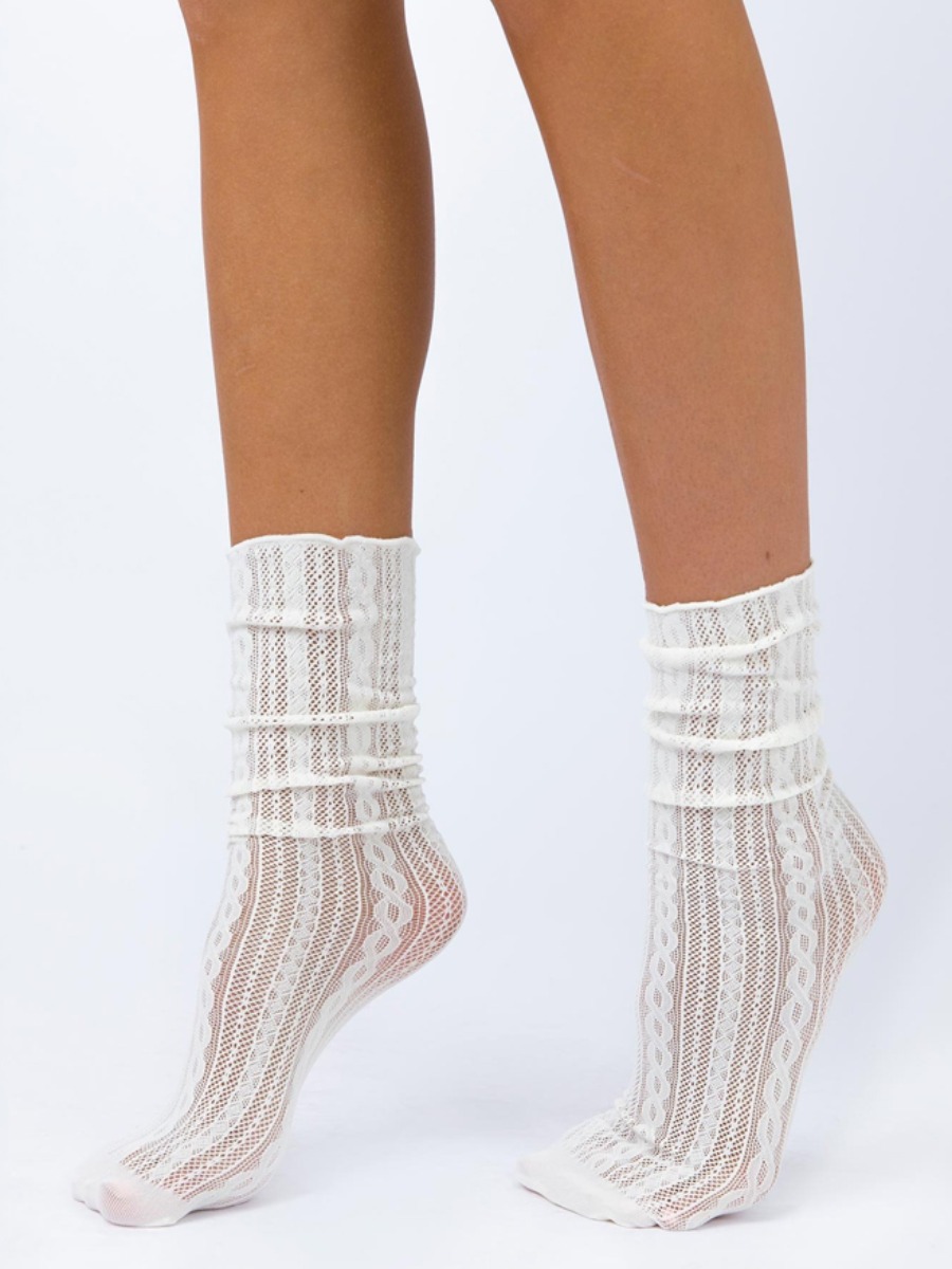 

LW COTTON See-through Socks, White