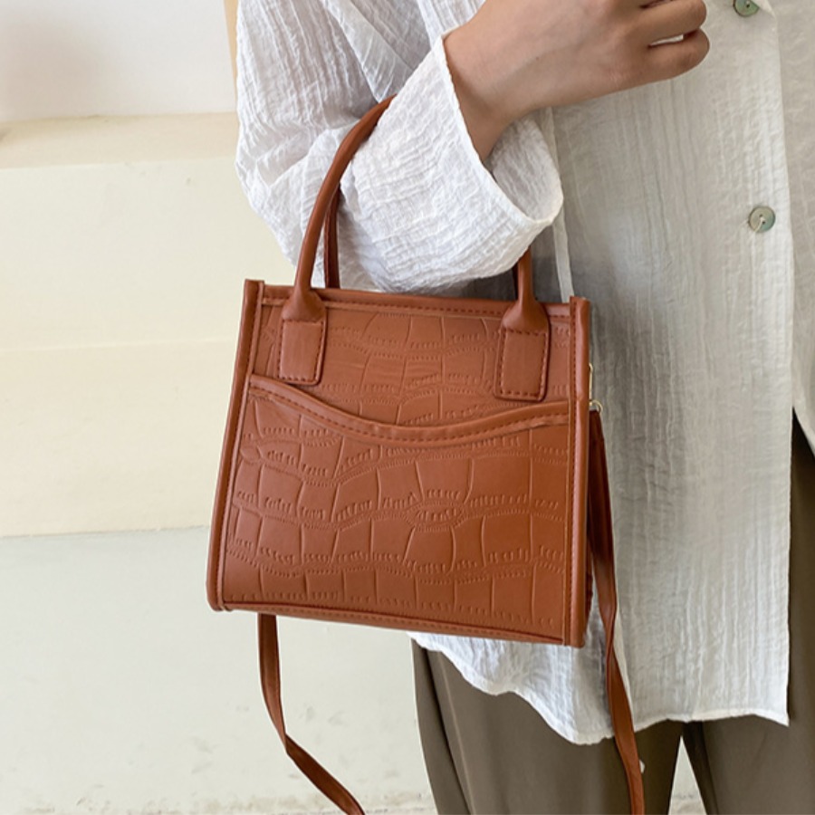 

LW Embossed Adjustable Strap Messenger Bag, Brown