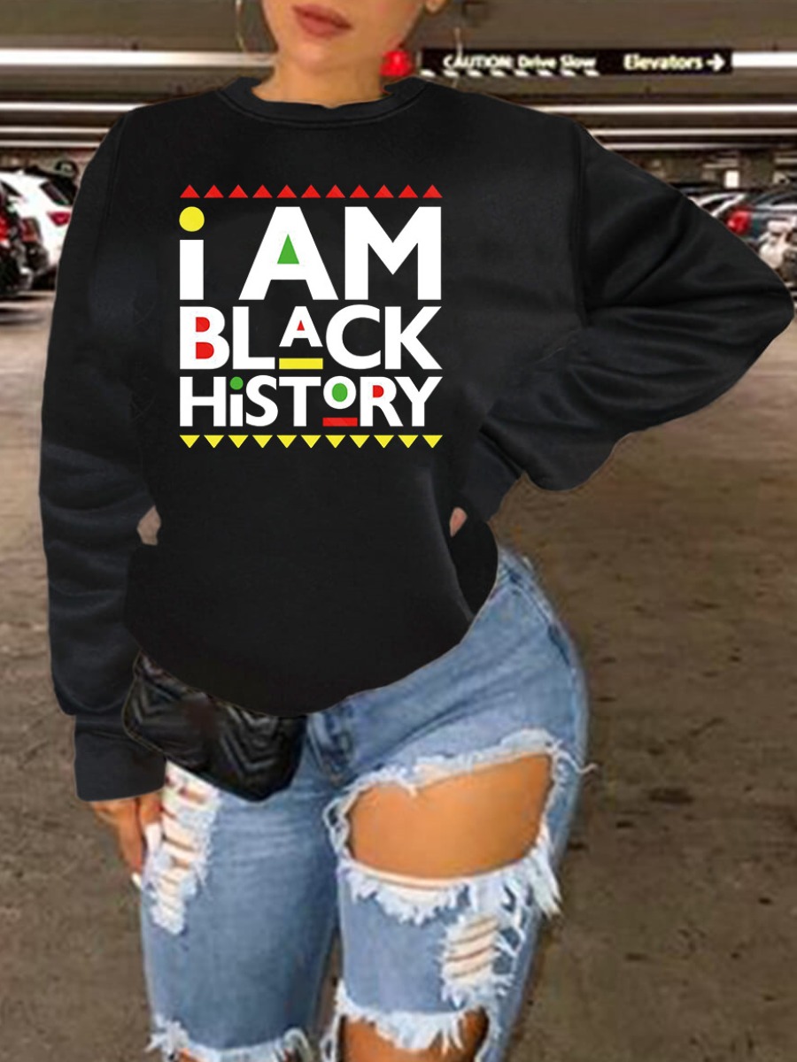 

LW BASICS Letter Print Oversized Hoodie, Black