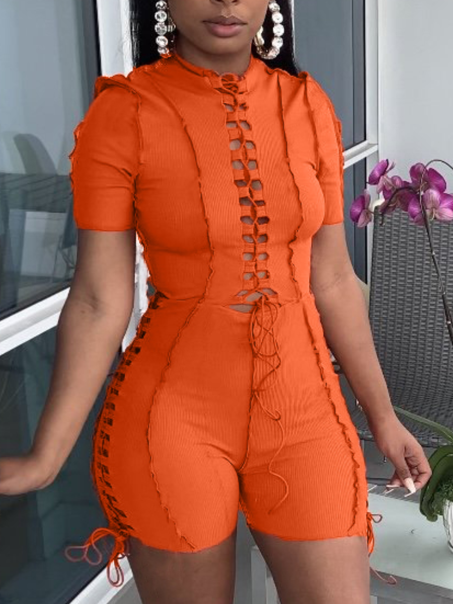 

LW Bandage Hollow-out Design Romper, Croci