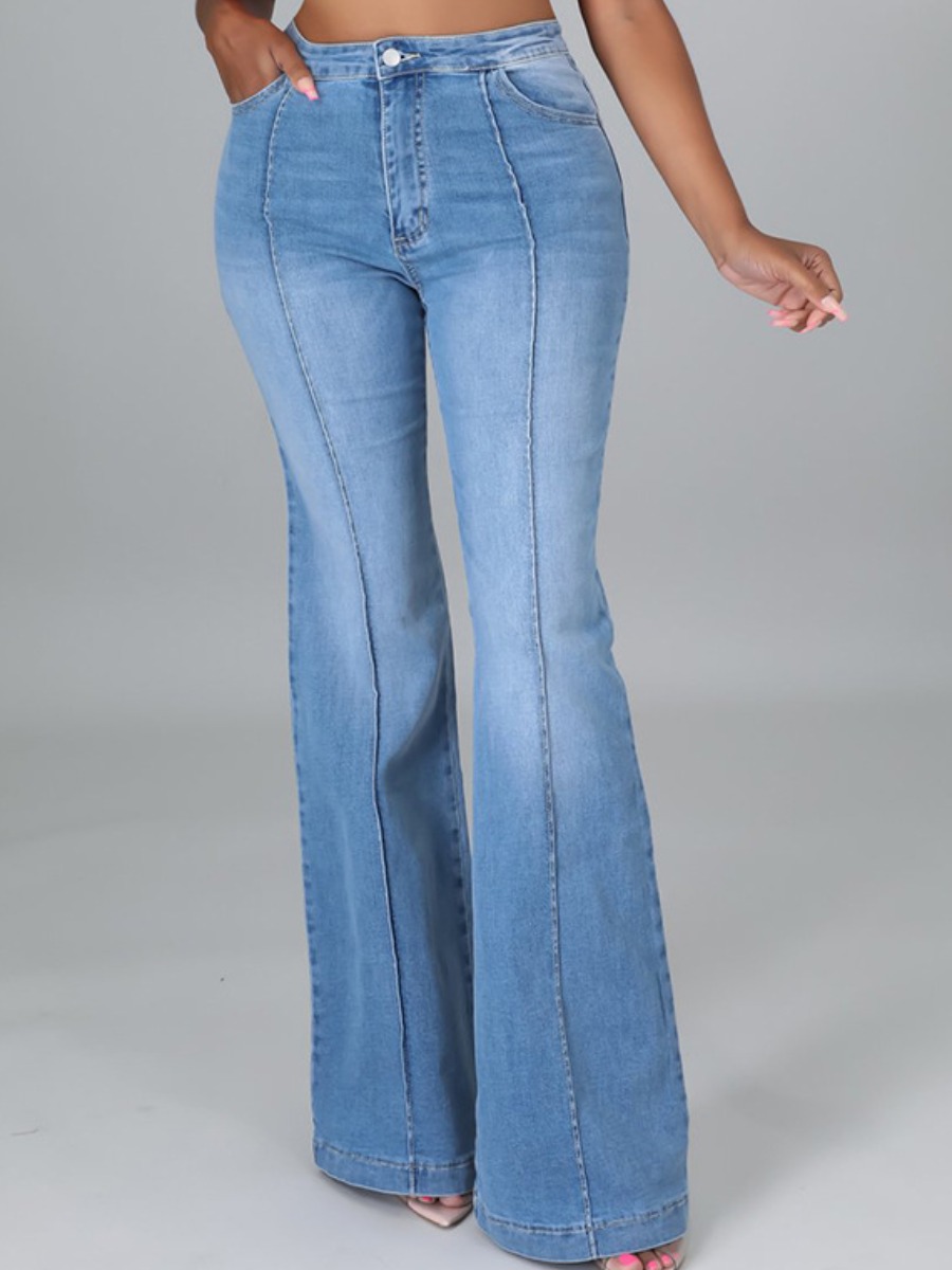 

LW BASIC Mid Waist Flared Jeans, Blue