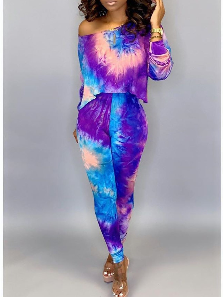 

LW Tie-dye Regular Fit Pants Set, Purple