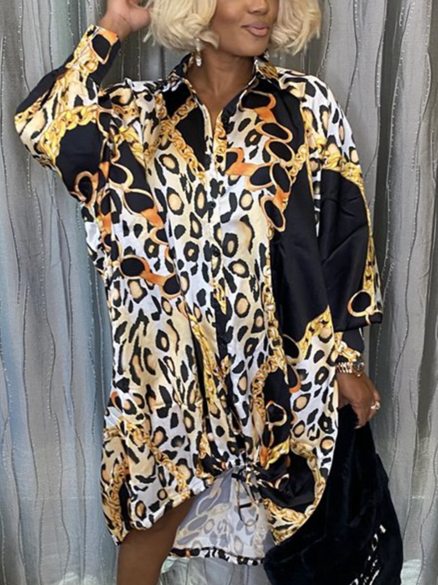 

LW Leopard Print Oversized Shirt Dress