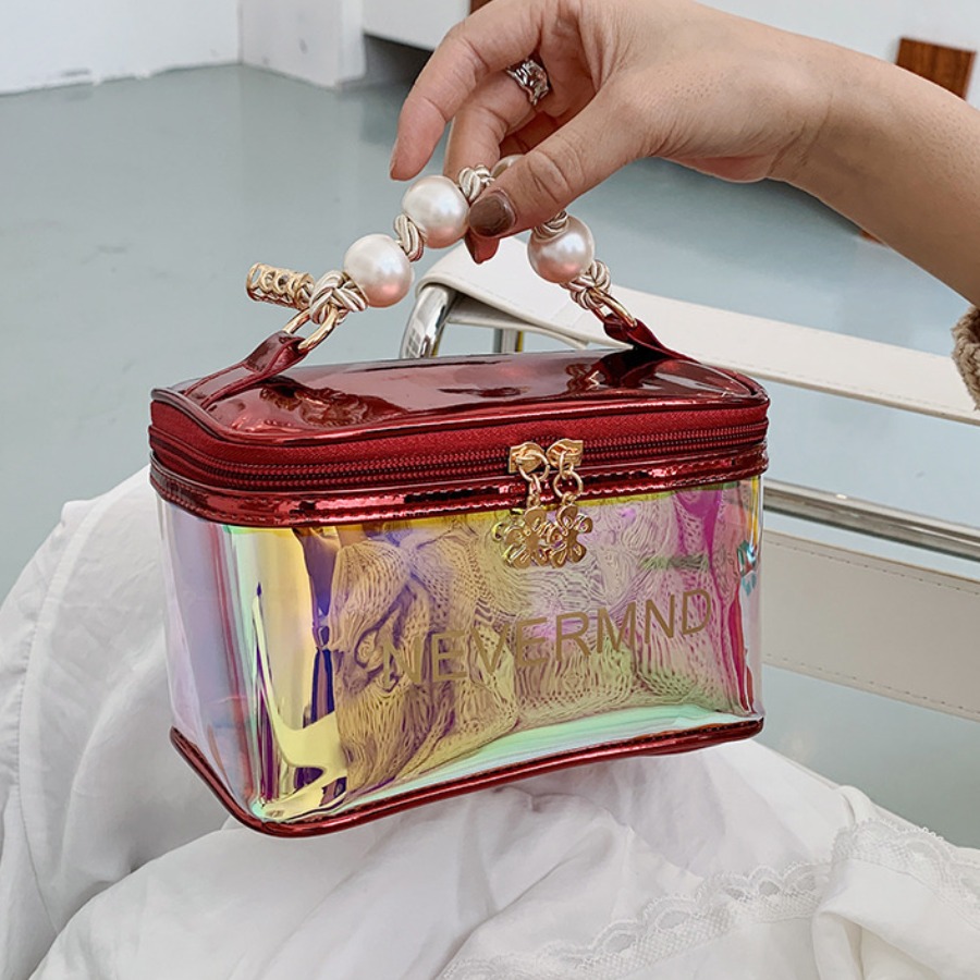 

LW Letter Pearl Decoration Messenger Bag, Red