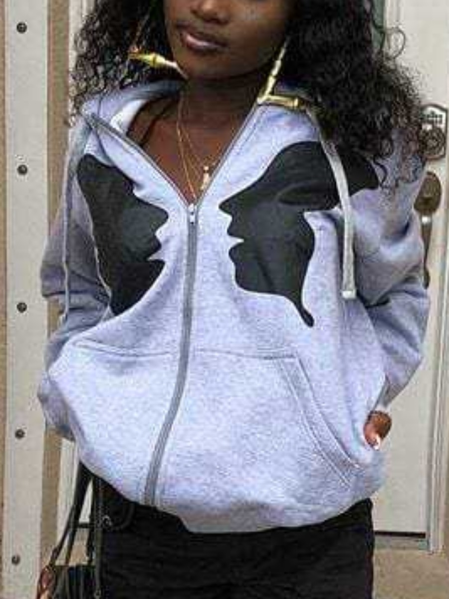 

LW Figure Print Oversized Hoodie, Grey