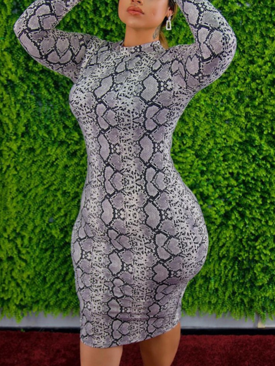 

LW Plus Size Cobra Print Bodycon Dress