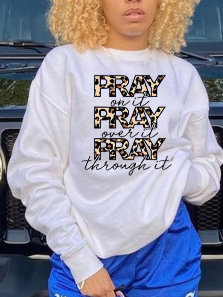 

LW Letter Print Oversized Hoodie, White