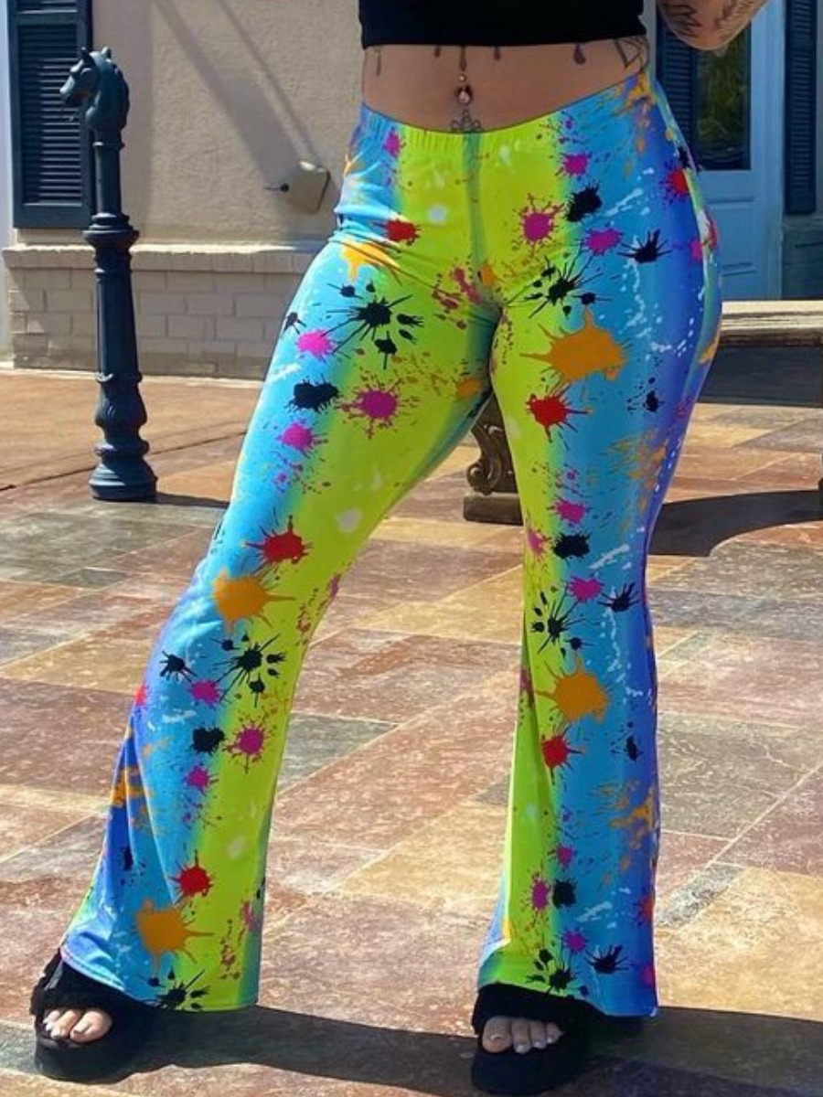 

LW Gradient Splash-ink Design Pants, Multi
