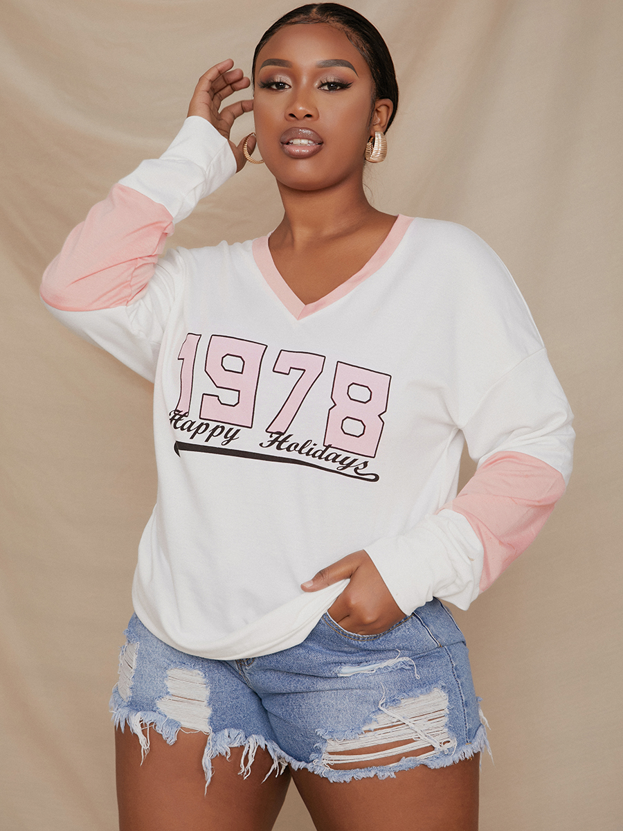 

LW Plus Size Dropped Shoulder Letter Print Hoodie, White