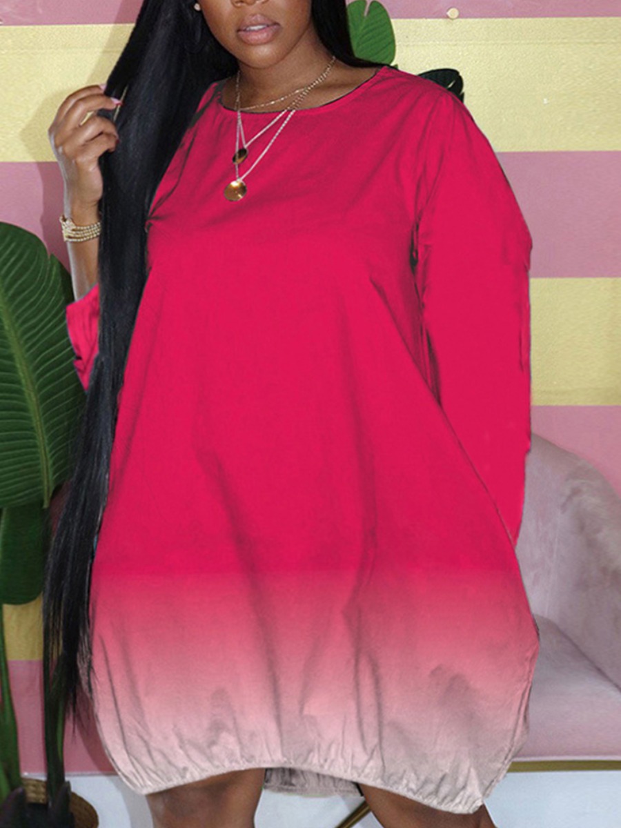 

LW Plus Size Gradient Bubble Dress, Rose red