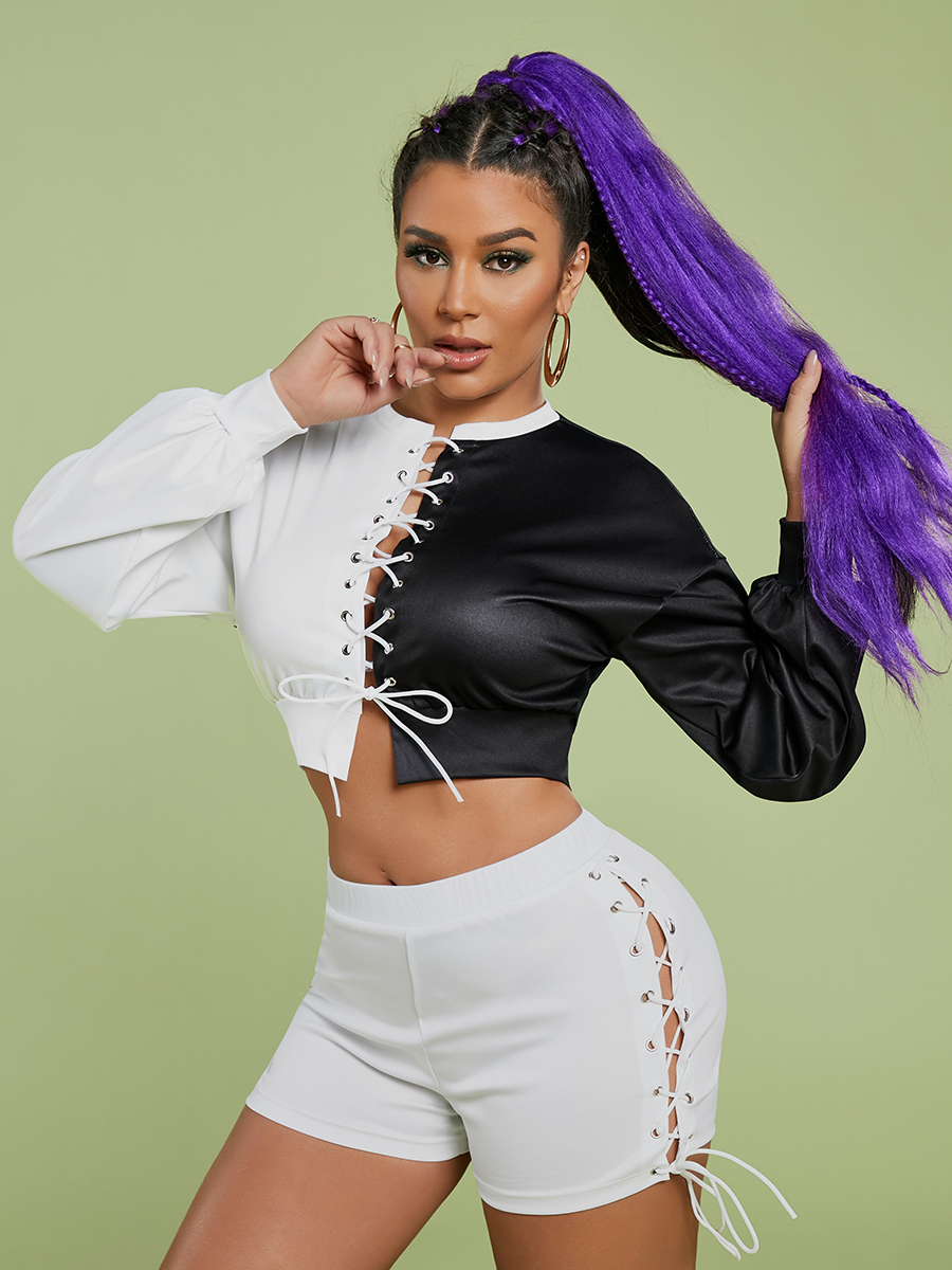 LW Bandage Hollow-out Design Shorts Set