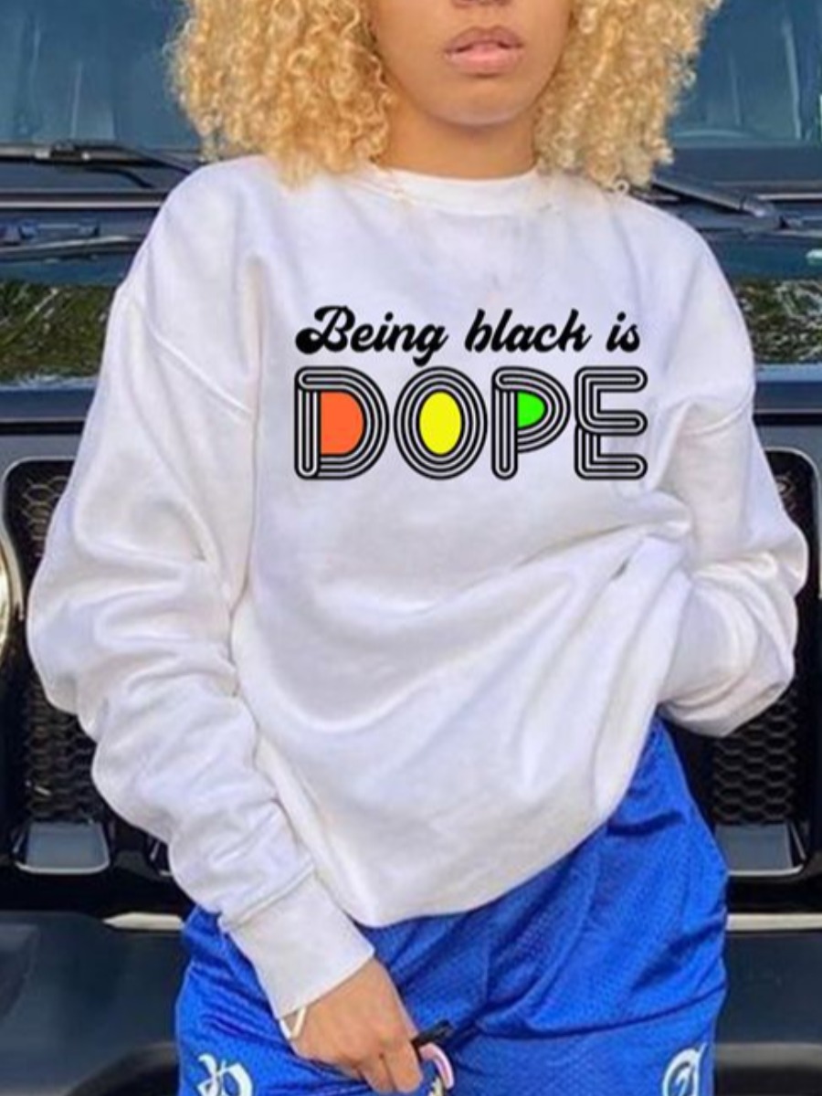 

LW Letter Print Oversized Sweatshirt, White