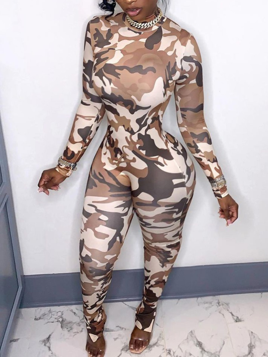 

LW Plus Size Camo Print Basic Skinny Jumpsuit