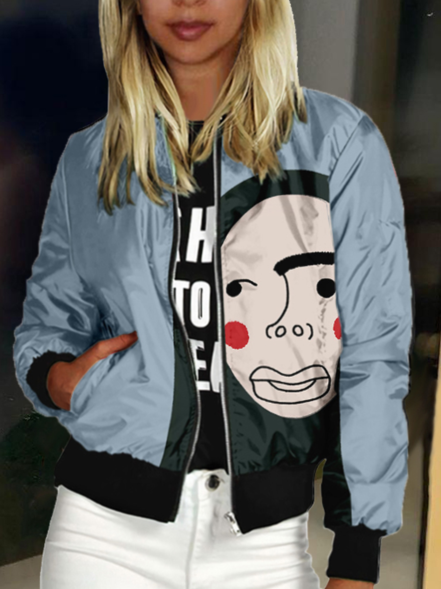 

LW Figure Print Pocket Design Jacket, Blue