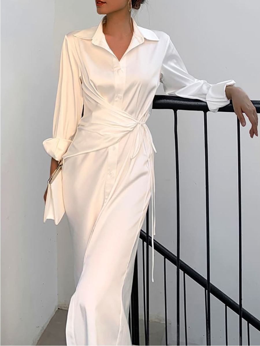 

LW Bandage Design Shirt Prom Dress, White