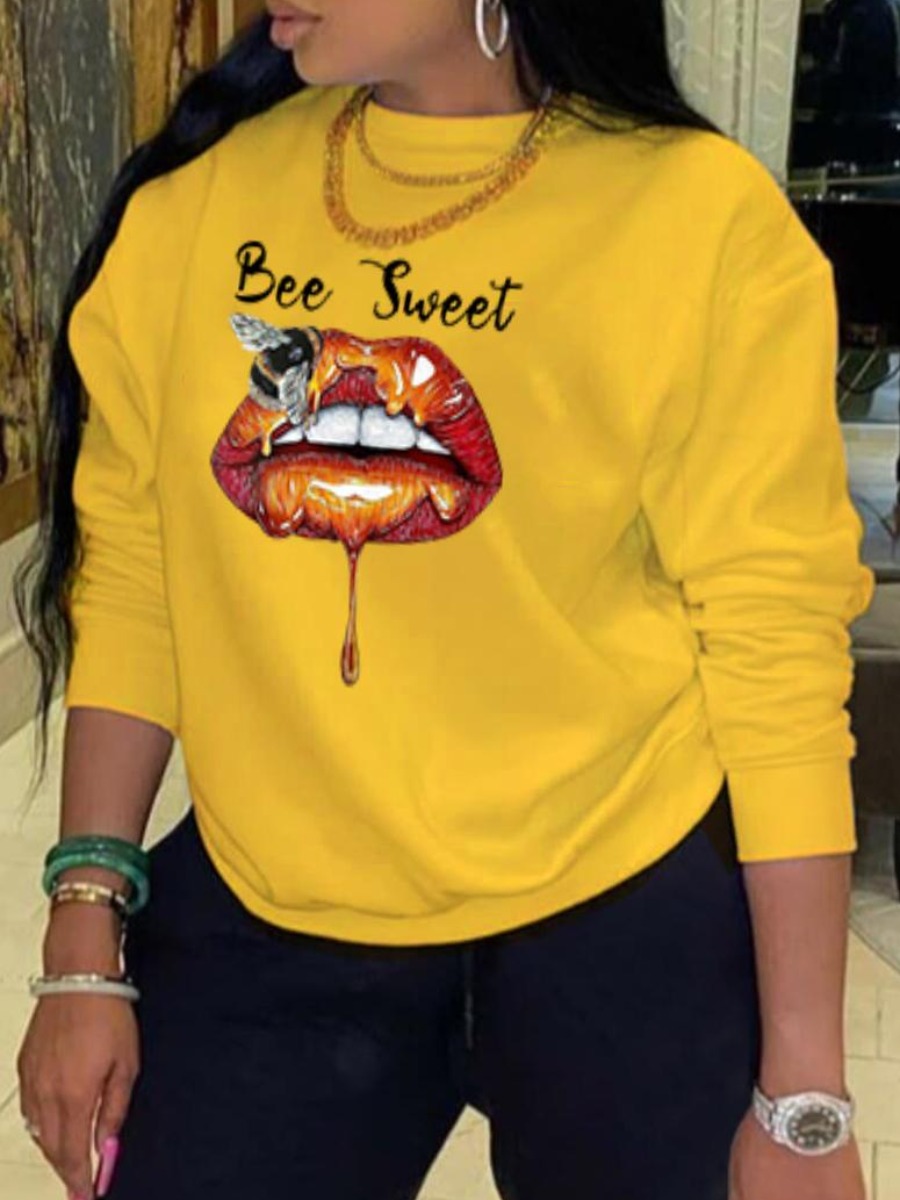 LW Lip Letter Print Sweatshirt