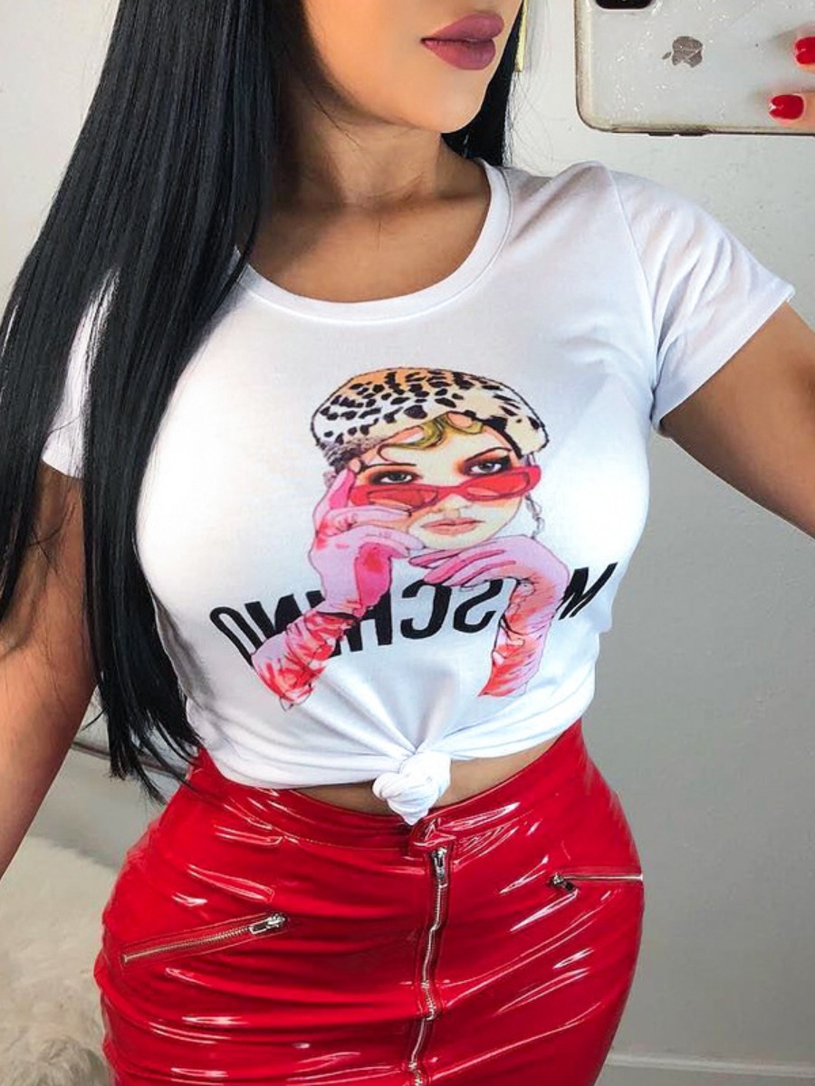 

LW Figure Letter Print T-shirt, White