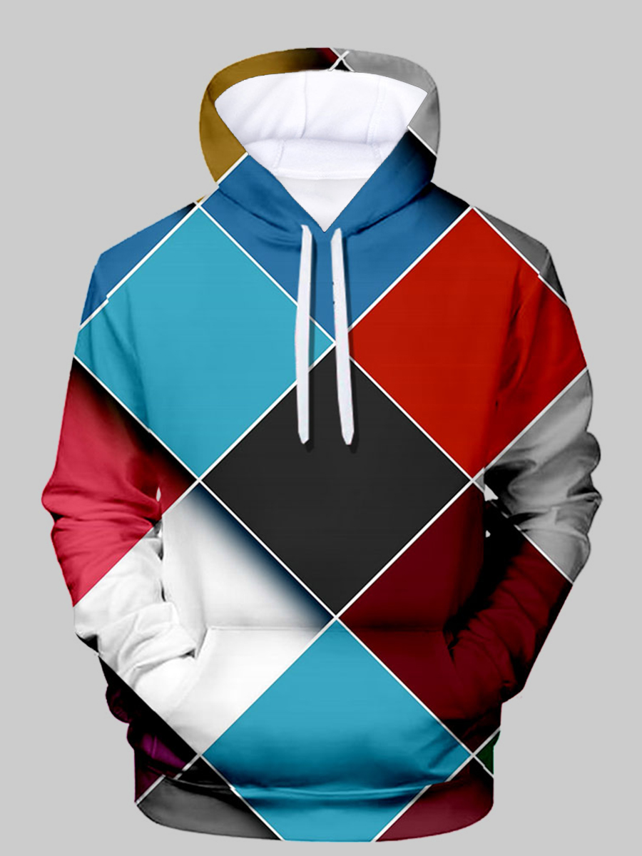LW Men Color-lump Patchwork Hoodie, Multi - buy at the price of $20.49 ...