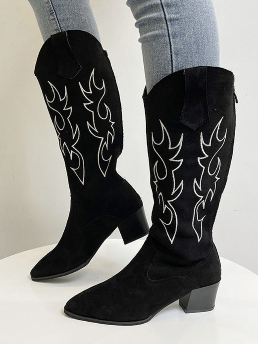 

LW Print Zipper Design Booties, Black