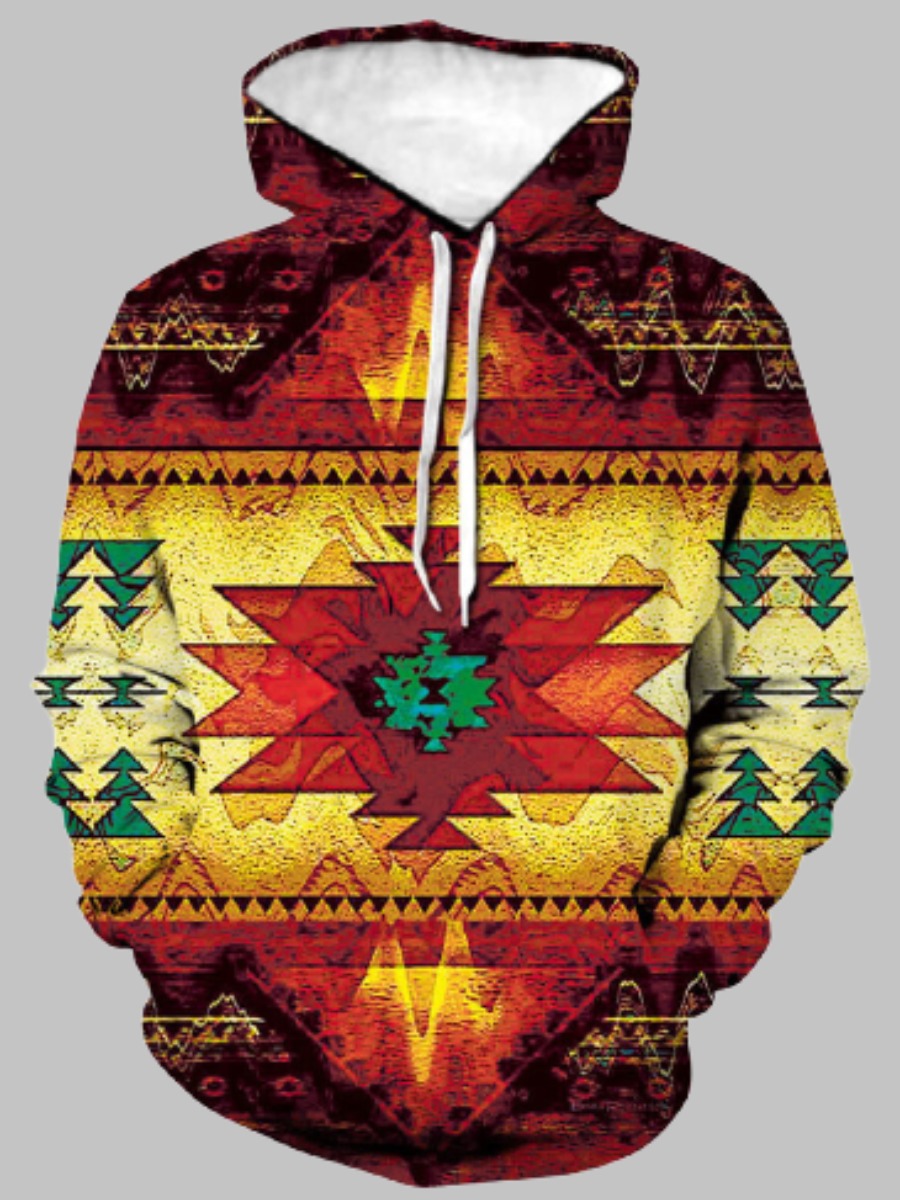 

LW BASICS Men Gradient Geometric Print Hoodie, Multi