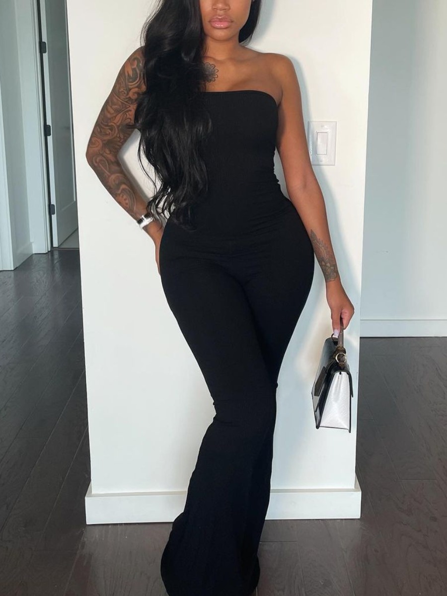 

LW SXY Backless Flared Jumpsuit, Black