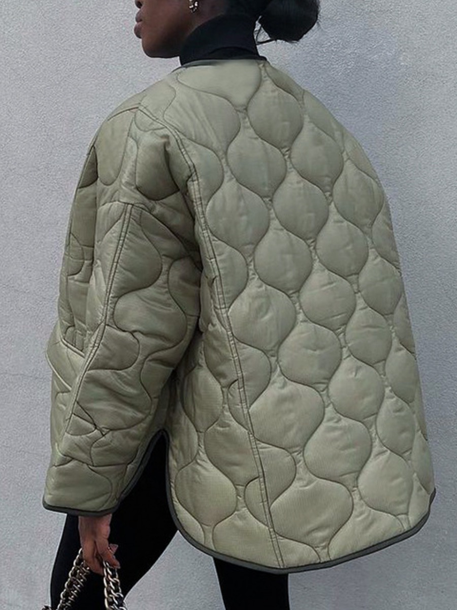 

LW Zipper Pocket Design Short Parka, Green