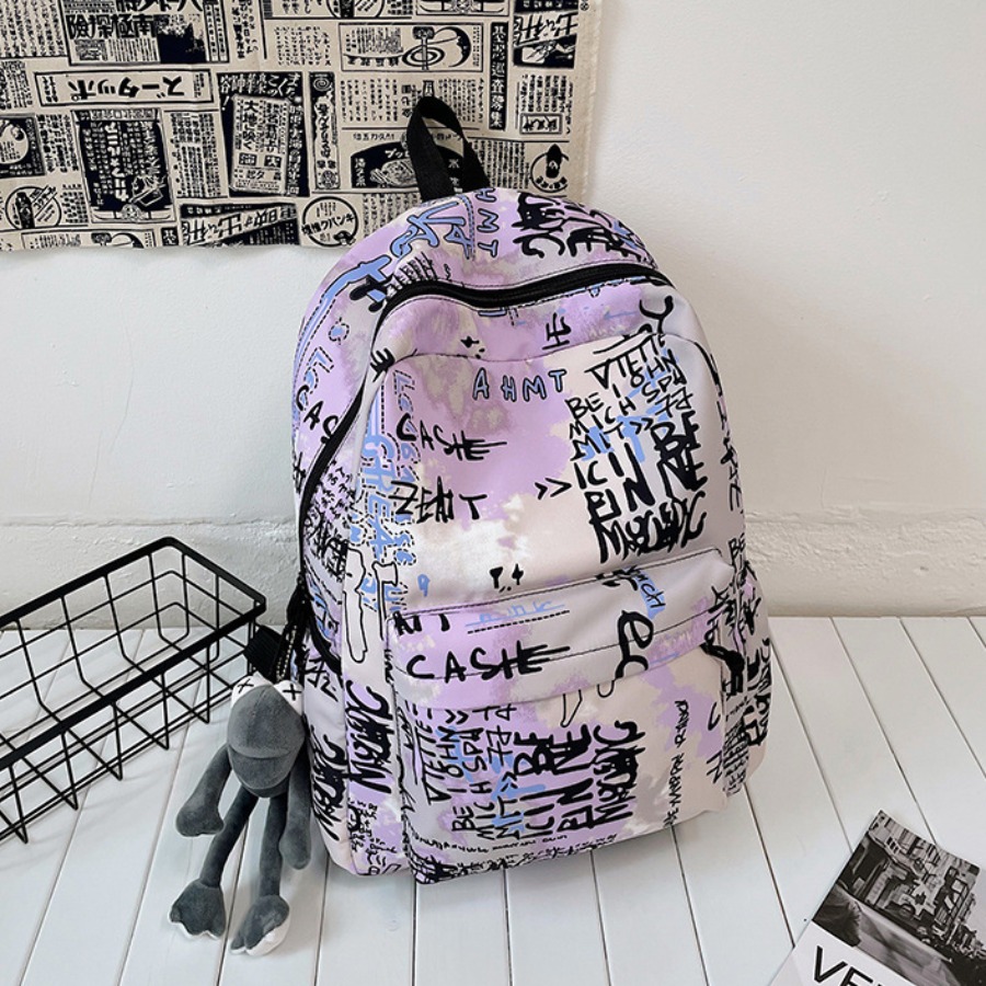 

LW Graffiti Print Backpack, Purple