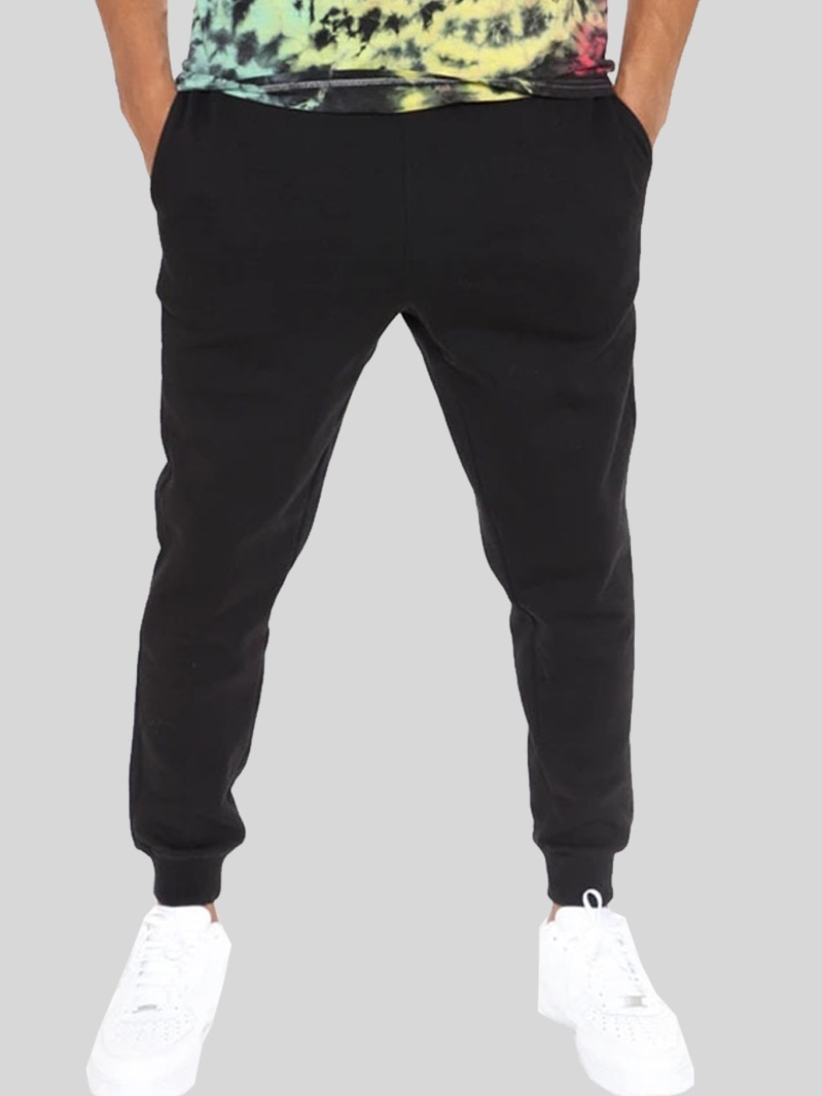 

LW Men Drawstrin Regular Fit Pants, Black