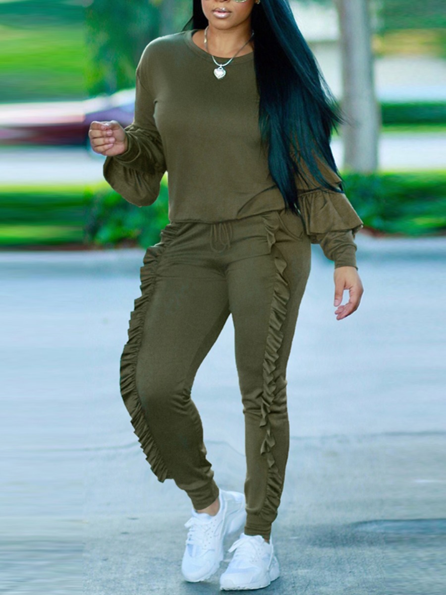 

LW Agaric Hem Drawstring Pants Set, Green