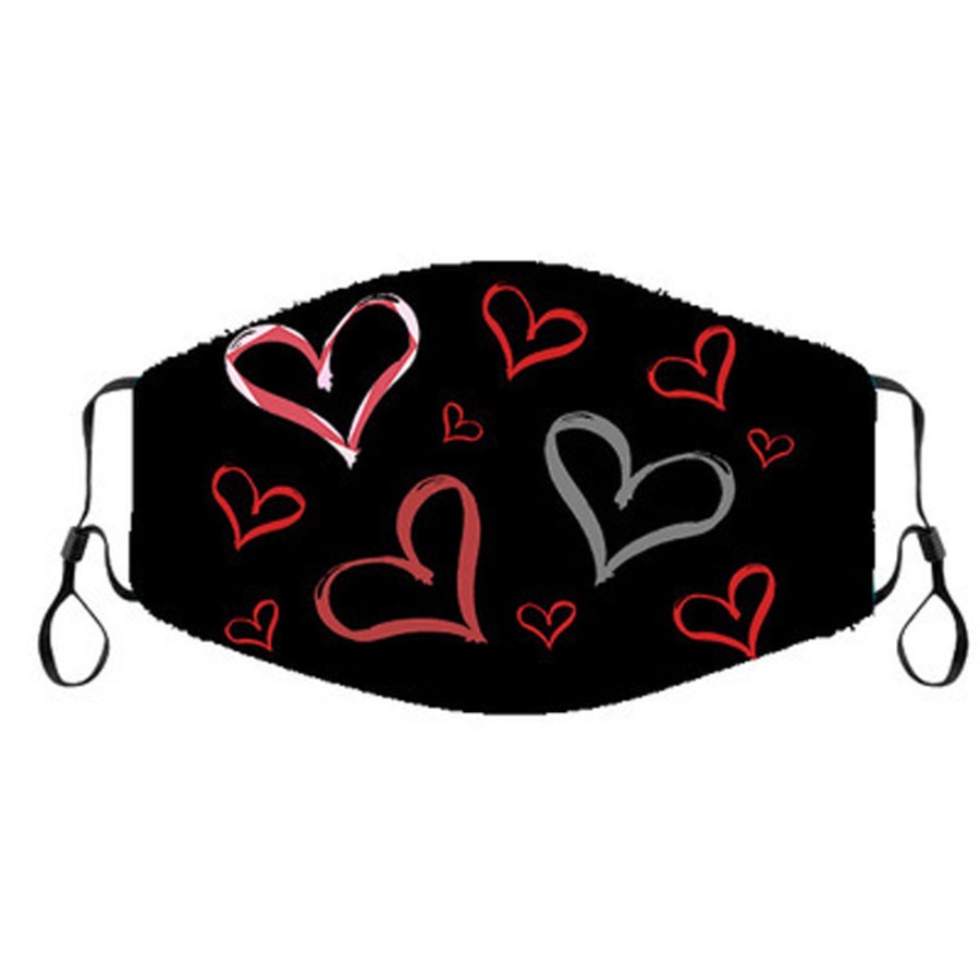 

LW COTTON Heart Print Face Mask, Carbon black