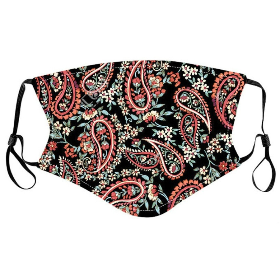 

LW COTTON Cashew Print Washable Face Mask, Black