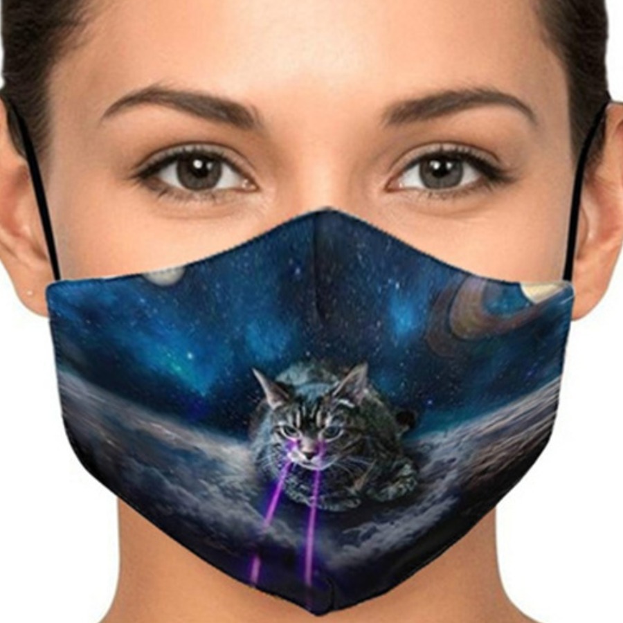 

LW COTTON Cat Print Face Mask, Multi
