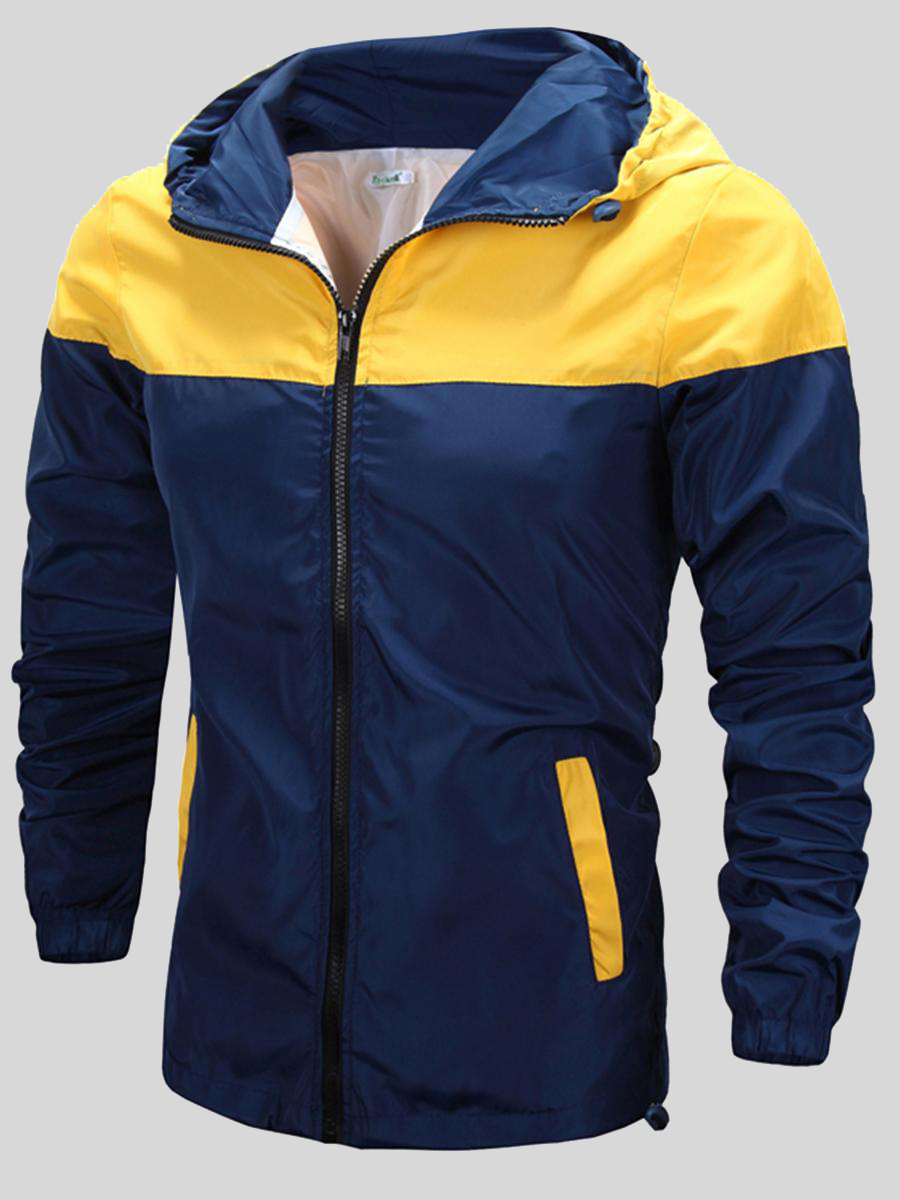 

LW Men Color-lump Patchwork Jacket, Blue