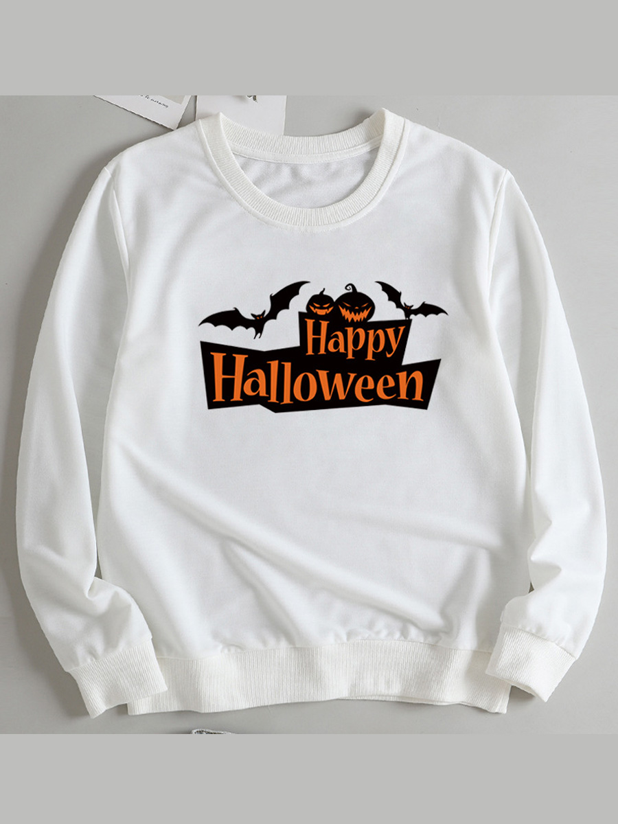

LW BASICS Round Neck Letter Print Sweatshirt, White