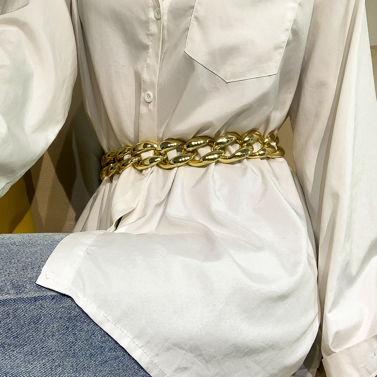 

Lovely Hollow-out Chain Belt, Gold